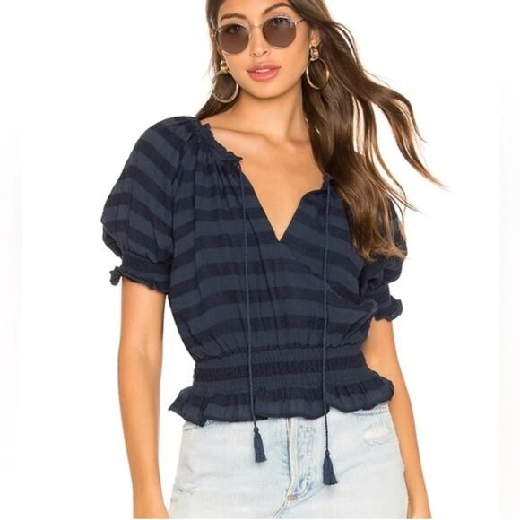 Revolve Tularosa Juliana Top Navy Blue Small Festival Boho $148 Summer Vacation - Picture 1 of 7
